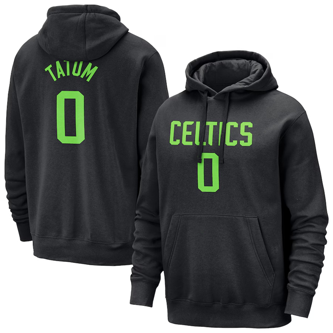 Men's Boston Celtics #0 Jayson Tatum Black 2024/25 City Edition Fleece Club Pullover Hoodie